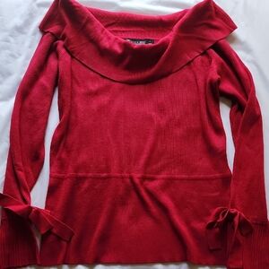 Women's Red Sweater with Bow Details